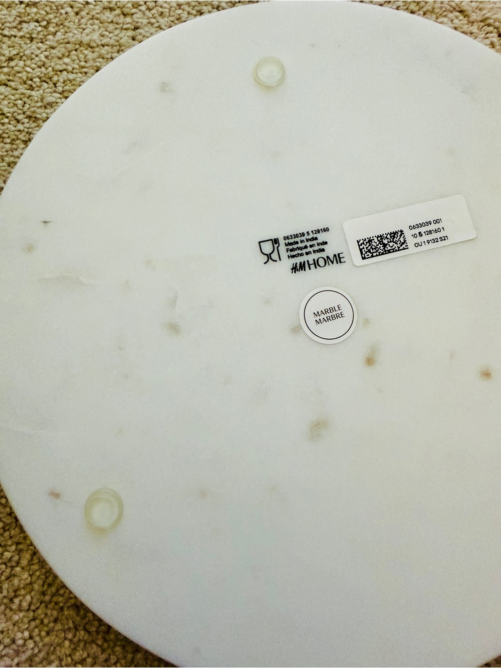 H&M White Marble Round Tray - Picture 5 of 6